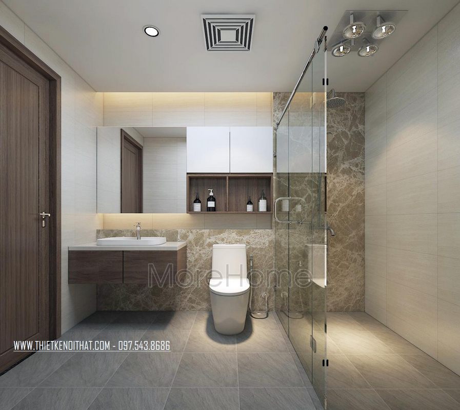 Thiết kế nội thất phòng tắm chung cư hiện đại N05 Hoàng Đạo Thúy